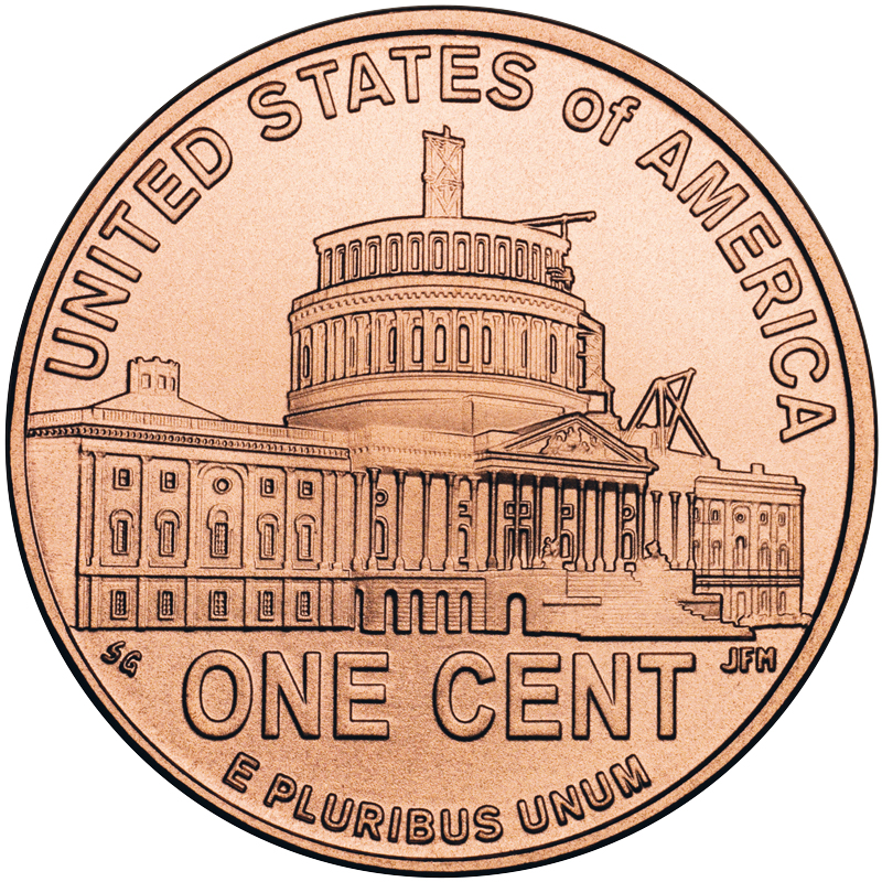 2009 Lincoln Cent Penny Presidency in Washington, DC Uncirculated Reverse