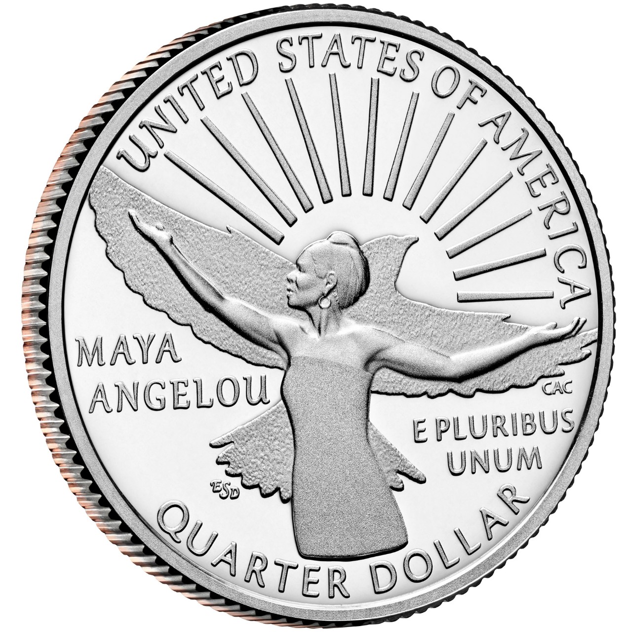 2022 American Women Quarters Coin Maya Angelou Proof Reverse Angle